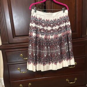 Talbots Cream A-Line Pleated Midi Skirt